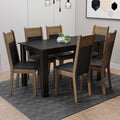 Conjunto de Comedor 6 Sillas Negro/Marrón/Sintético Medelin Madesa