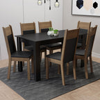Conjunto de Comedor 6 Sillas Negro/Marrón/Sintético Medelin Madesa
