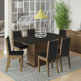 Juego de Comedor Mesa Encimera de Madera 6 Sillas Marrón/Negro Ohana