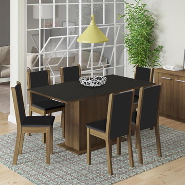 Conjunto de Comedor 6 Sillas Marrón/Negro Ohana Madesa