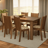 Juego de Comedor Analu Mesa con Encimera y 6 Sillas Marrón/Lírio Beige