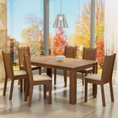 Conjunto de Comedor 6 Sillas Marrón/Sintético Analu Madesa