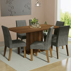Conjunto de Comedor 6 Sillas Marrón/Silver Renata Madesa