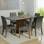 Conjunto de Comedor 6 Sillas Marrón/Gris/Silver Renata Madesa