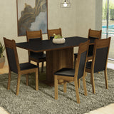 Juego de Comedor Mesa con Encimera de Madera 6 Sillas Negro/Marrón Augusta