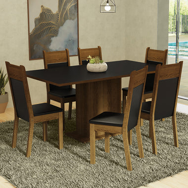 Conjunto de Comedor 6 Sillas Negro/Marrón Augusta Madesa