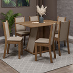 Conjunto de Comedor 6 Sillas Marrón/Crema/Beige Wendy Madesa