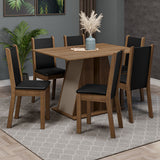 Juego de Comedor Mesa Encimera de Madera 6 Sillas Marrón/Crema/Negro Wendy