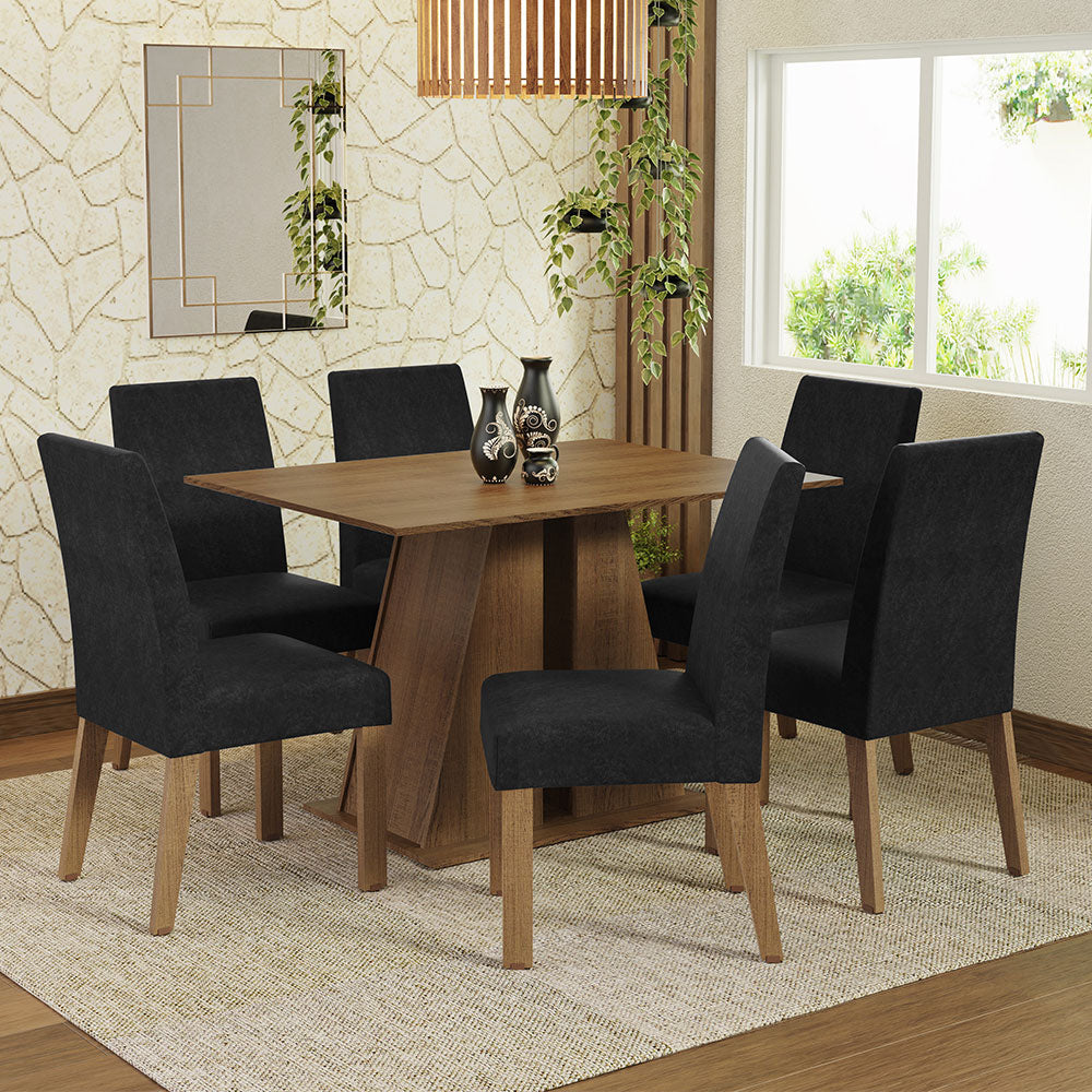 Juego de Comedor Mesa Encimera de Madera 6 Sillas Marrón/Oxford Cheryl