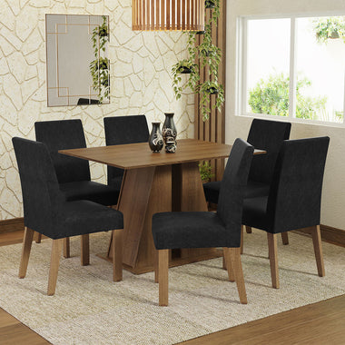 Conjunto de Comedor 6 Sillas Marrón/Oxford Cheryl Madesa