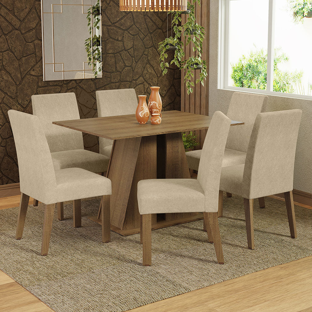 Juego de Comedor Mesa Encimera de Madera 6 Sillas Marrón/Imperial Cheryl