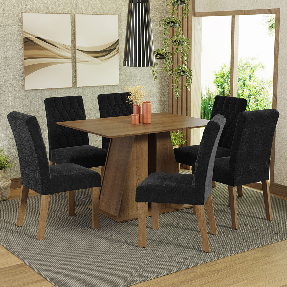 Conjunto de Comedor 6 Sillas Marrón/Oxford Fabiana Madesa