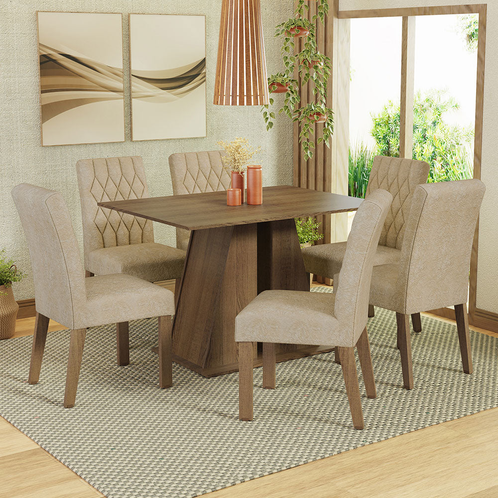 Juego de Comedor Mesa Encimera de Madera 6 Sillas Marrón/Imperial Fabiana