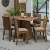 Juego de Comedor Mesa Encimera de Madera 6 Sillas Marrón/Beige Sharon