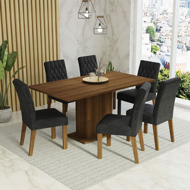 Conjunto de Comedor 6 Sillas Marrón/Oxford Hanna Madesa