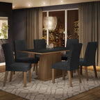 Conjunto de Comedor 6 Sillas Marrón/Negro/Oxford Luciana Madesa