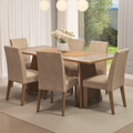 Conjunto de Comedor con Encimera Vidrio 6 Sillas Marrón/Crema/Imperial Valerie Madesa