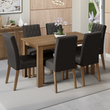 Juego de Comedor Mesa con Encimera de Madera 6 Sillas Marrón/Oxford Allegro
