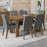 Juego de Comedor con Encimera de Madera 6 Sillas Marrón/Silver Allegro