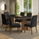 Juego de Comedor Encimera de Madera 6 Sillas Marrón/Negro/Oxford Minsk Madesa