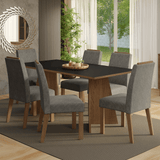 Juego de Comedor Encimera de Madera 6 Sillas Marrón/Negro/Silver Minsk Madesa