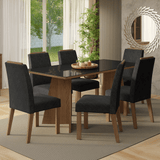 Juego de Comedor Encimera de Vidrio 6 Sillas Marrón/Negro/Oxford Amalfi Madesa