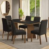 Juego de Comedor Encimera de Madera 6 Sillas Marrón/Negro/Oxford York Madesa