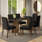 Juego de Comedor Encimera de Vidrio 6 Sillas Marrón/Negro/Oxford Siena Madesa