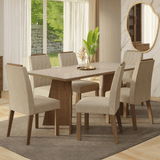 Juego de Comedor Encimera de Vidrio 6 Sillas Marrón/Crema/Imperial Siena Madesa