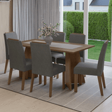 Juego de Comedor Encimera de Madera 6 Sillas Marrón/Silver Soho Madesa