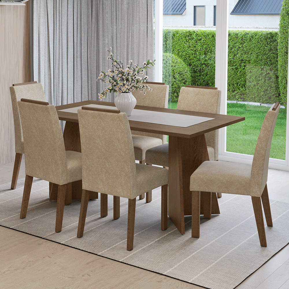 Juego de Comedor Encimera de Madera 6 Sillas Marrón/Imperial Soho Madesa