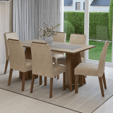 Juego de Comedor Encimera de Madera 6 Sillas Marrón/Crema/Imperial Soho Madesa