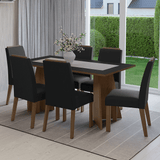 Juego de Comedor Encimera de Madera 6 Sillas Marrón/Negro/Oxford Soho Madesa
