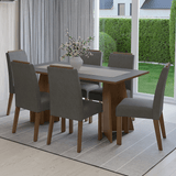 Juego de Comedor Encimera de Madera 6 Sillas Marrón/Gris/Silver Soho Madesa