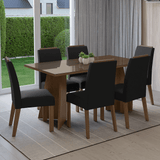 Conjunto de Comedor Encimera de Vidrio 6 Sillas Marrón/Oxford Madrid Madesa
