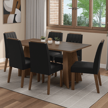 Conjunto de Comedor 6 Sillas Marrón/Oxford Leon Madesa