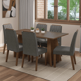 Juego de Comedor Encimera de Madera 6 Sillas Marrón/Silver Leon Madesa