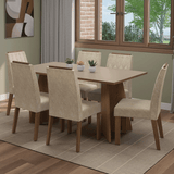 Juego de Comedor Encimera de Madera 6 Sillas Marrón/Crema/Imperial Leon Madesa