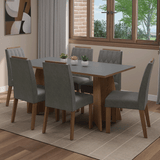 Juego de Comedor Encimera de Madera 6 Sillas Marrón/Gris/Silver Leon Madesa