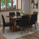 Conjunto de Comedor Encimera de Vidrio 6 Sillas Marrón/Oxford Sintra Madesa