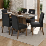 Conjunto de Comedor Encimera de Vidrio 6 Sillas Marrón/Oxford Dália Madesa