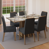 Conjunto de Comedor Encimera de Vidrio 6 Sillas Marrón/Oxford Azaleia Madesa