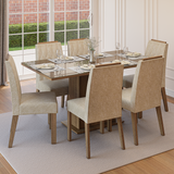 Conjunto de Comedor Encimera de Vidrio 6 Sillas Marrón/Imperial Azaleia Madesa