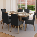 Conjunto de Comedor Encimera de Madera 6 Sillas Marrón/Oxford Bosque Madesa