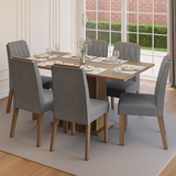 Conjunto de Comedor Encimera de Madera 6 Sillas Marrón/Silver Bosque Madesa