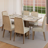 Conjunto de Comedor Encimera de Madera 6 Sillas Marrón/Crema/Imperial Bosque Madesa
