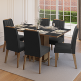 Conjunto de Comedor Encimera de Madera 6 Sillas Marrón/Negro/Oxford Bosque Madesa