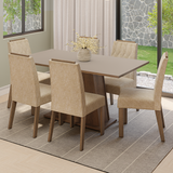 Conjunto de Comedor Encimera de Madera 6 Sillas Marrón/Crema/Imperial Cedro Madesa