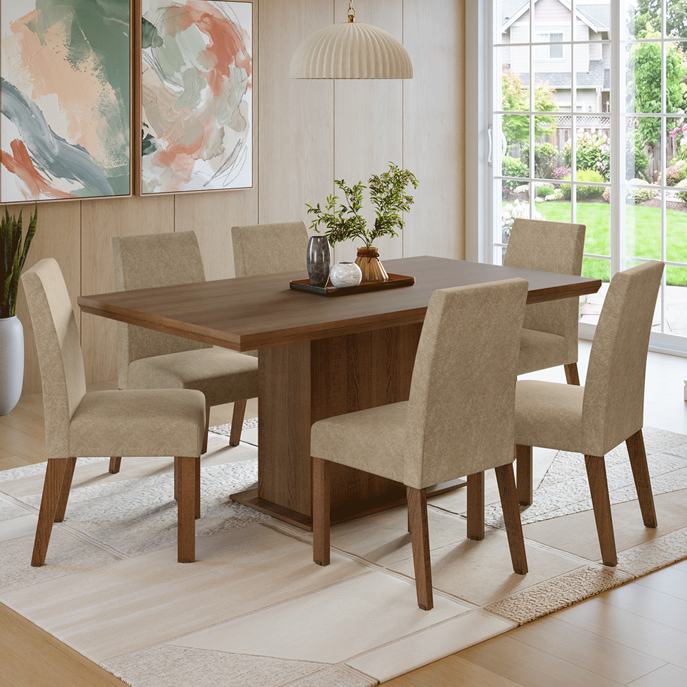 Conjunto de Comedor 6 Sillas Marrón/Imperial Grasse Madesa