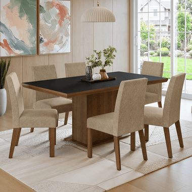 Conjunto de Comedor 6 Sillas Marrón/Negro/Imperial Grasse Madesa